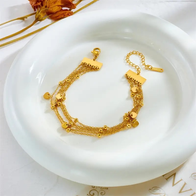 Multi Layered Chain Stainless Steel 18k PVD Gold plated Bracelet